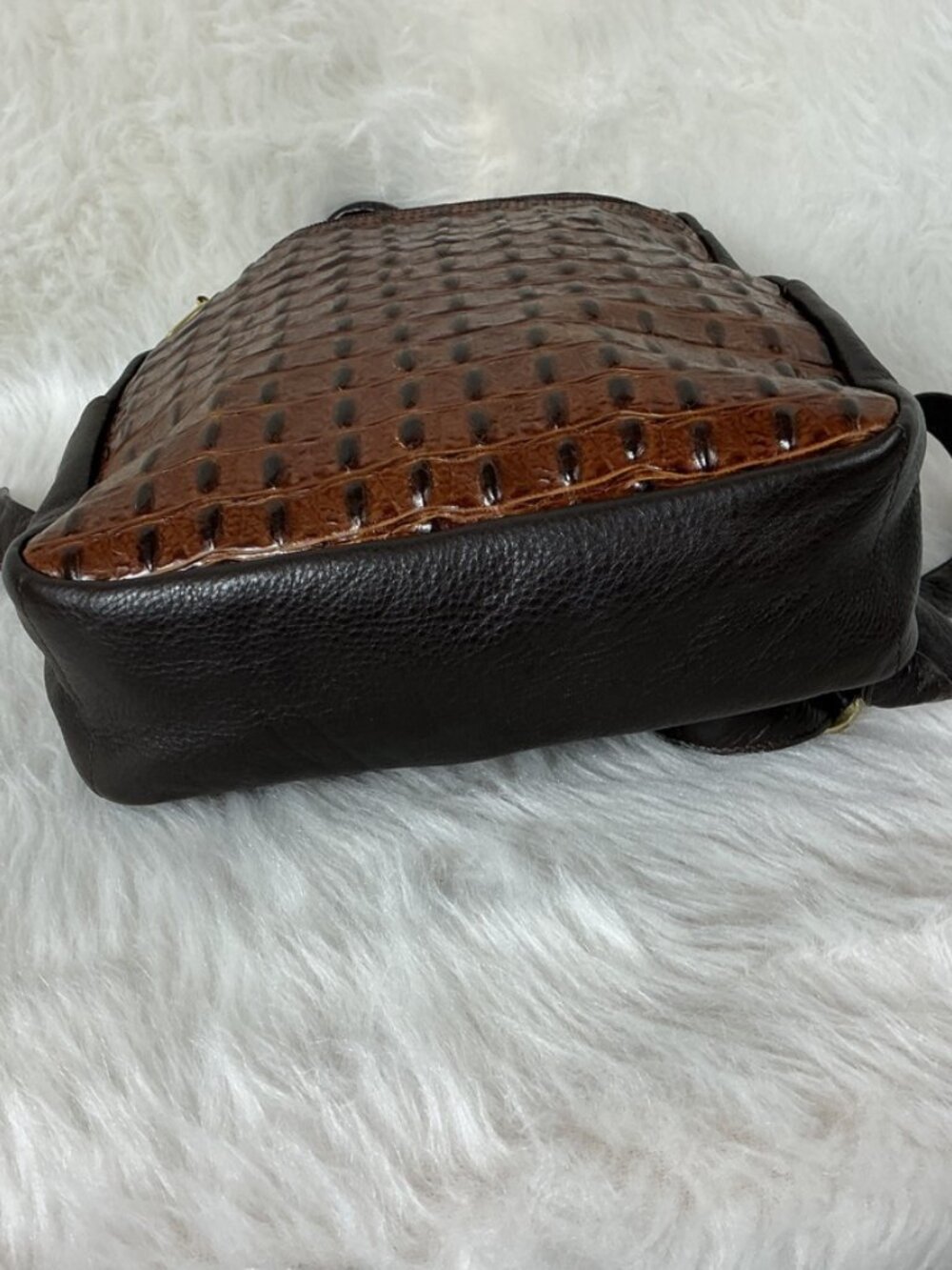 Vintage 90s Libaire Brown Croc Embossed Leather Backpack - Picture 6 of 8